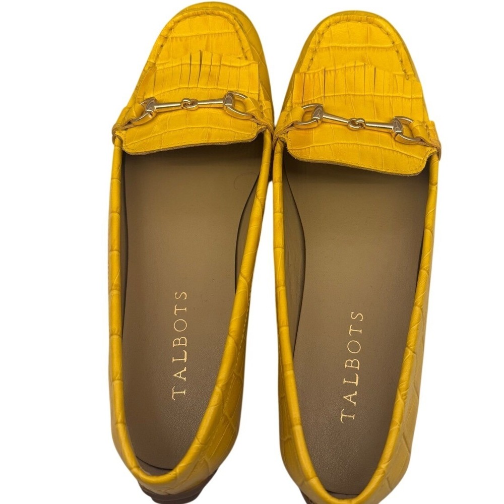 Talbots Everson Horsebit Loafers Golden Honey Yellow Leather Driving Mocs 6.5M - Picture 6 of 7